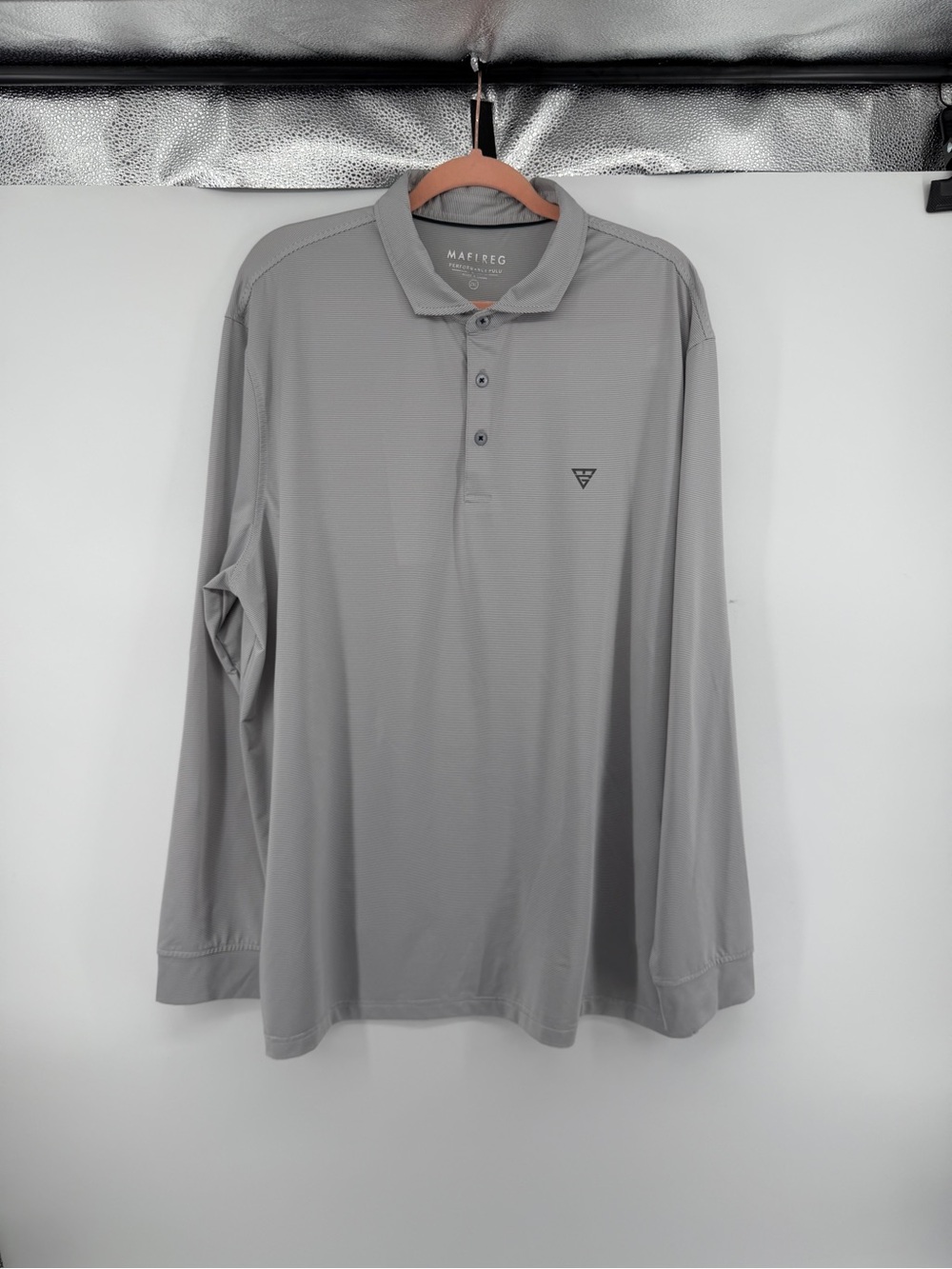 Marlreg Gorpcore Country Club Gray Performance Long Sleeve Golf Polo Sz2XL